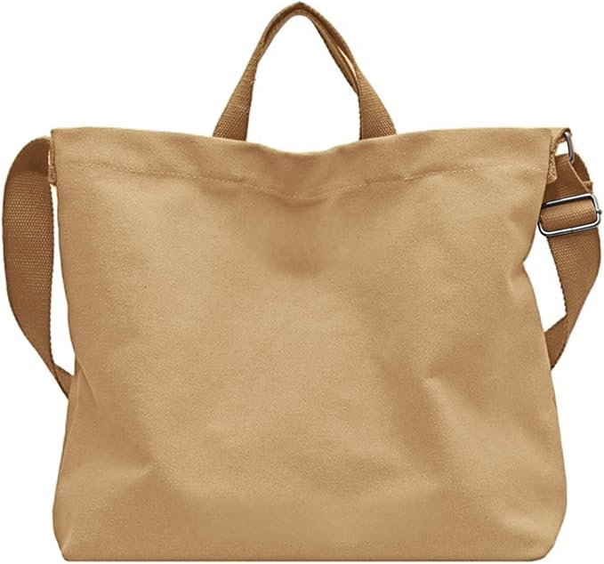Women's Canvas Tote Bag inside Out Bag with Adjustable Crossbody Strap for Work Travel Shopping Durable Handbag for Men by Unknown