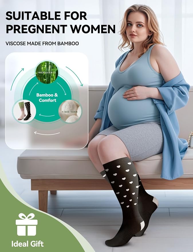 Plus Size Compression Socks for Women & Men Wide Calf, 20-30mmhg Knee High Stockings for Pregnancy, Nurse, Travel - Image 7