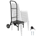 VEVOR Folding Chair Rack, 150 LBS Capacity, Heavy-Duty Chair Cart for Stacking 10 Chairs, Multi-Function Metal Chair Storage Dolly with Rubber Wheels, Push-Style Chair Holder, Matte Black by VEVOR