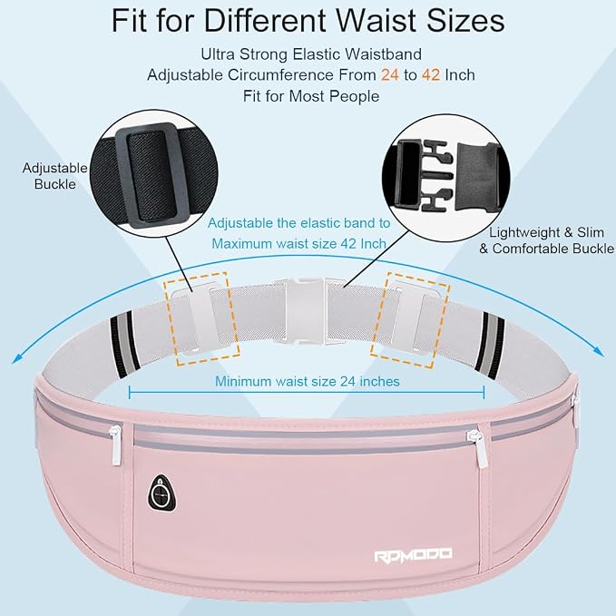 Running Belt Fanny Pack for Women, Water Resistant Waist Pack, Pink | Large Capacity, Waist Pack for iPhone Samsung Series, Lightweight Running Phone Holder, Slim Money Belt for Hiking Outdoor - Image 2