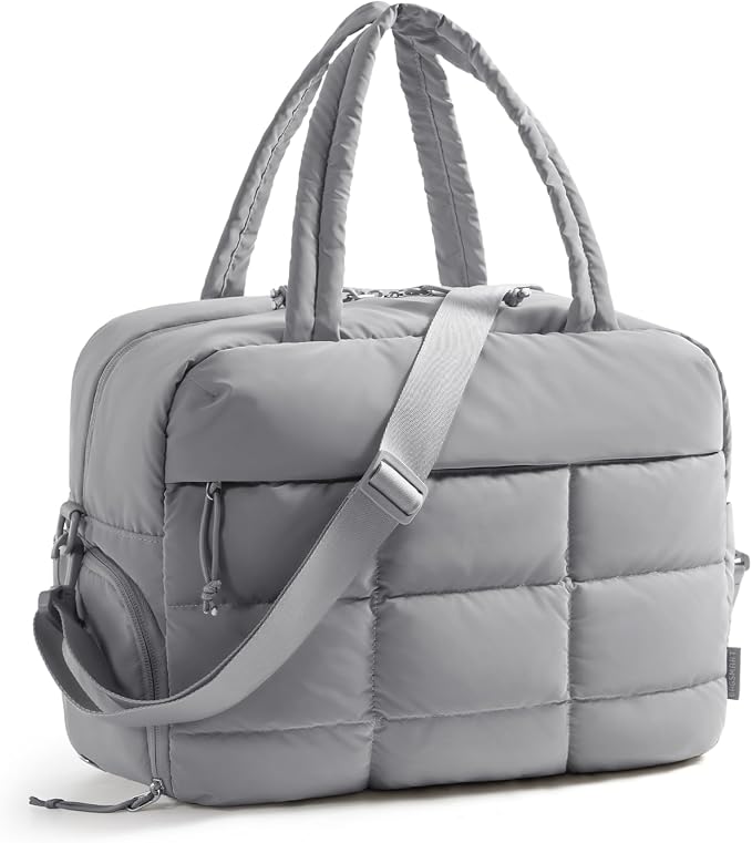 BAGSMART Gym Bag for Women, Carry on Travel Duffel Bag, Water-resistant Weekender with Shoe Compartment for Gym Travel Work, Grey, Medium by BAGSMART