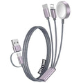 1Pack Travel Essentials for Apple Watch Charger,3-in-2 Multi Charging Cable | Cruise Vacation Camping Essentials for iPhone Charger,Type C/Lightning for iWatch,iPhone 17-12,Xbox Series X&S-4FT Gray by Accessoriesforphoneandelectricproducts