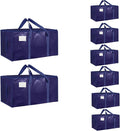 8 Pack-Extra Large Heavy Duty Moving Bags - Waterproof Storage Totes with Handles & Zippers, Foldable for College Dorm, Storage (Dark Blue) by Unknown