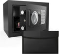 Small safe box with Fireproof Bag,Kids mini safe for money, coin safes for home with code,key，0.236 Cubic Feet,Black with Fireproof Bag by VAULITSAFE