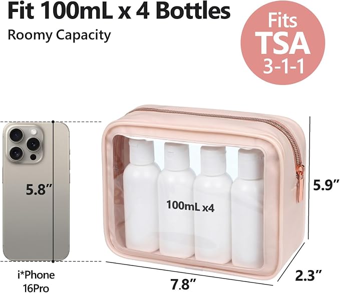 Clear Makeup Bag Foldable - TSA Approved Toiletry Bag for Travel | Metal Zipper, Reinforced Seam, Water Resistant, Medium for Carry-on, Large for Checked Luggage, for Car Storage Organizer - Image 4