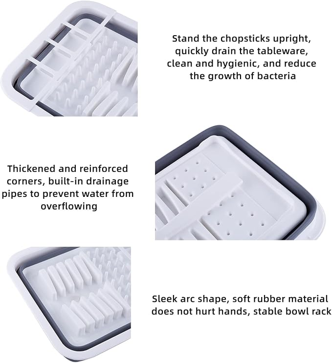 THANSTAR Collapsible Dish Drainer Portable Dinnerware Drainer Organizer for Kitchen RV Campers Travel Trailer Space Saving Kitchen Storage Tray - Image 6