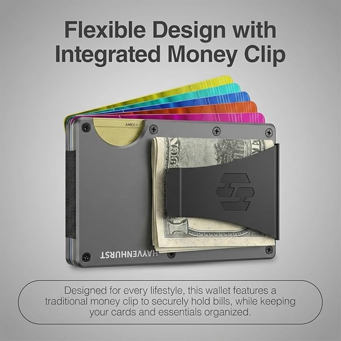 Wallet for Men - Slim RFID Blocking Metal Wallet with Money Clip, Minimalist Front Pocket Credit Card Holder, Small Mens Wallet - Image 4