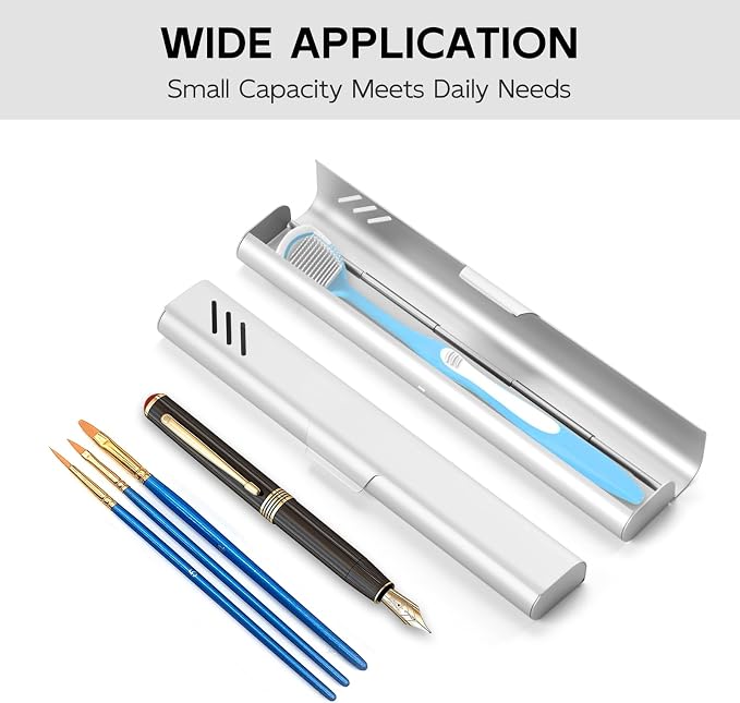 Travel Toothbrush Case, Portable Toothbrush Holder, Durable Aluminum Toothbrush Storage Box, Small Breathable Manual Toothbrush Container for Traveling, School, Camping, Business Trip - Sliver - Image 5