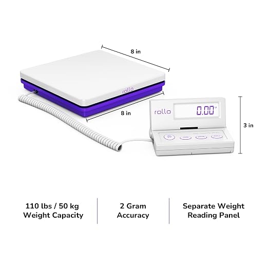 Rollo Shipping Scale for Packages - Digital Postal Scale (110 Lb Max) | Hold and Tare Functions - Includes AC Adapter and 2X AAA Batteries - Weigh Packages and Mail for Shipping Postage - Image 4