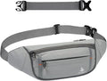 2.5L Fanny Pack for Women Men, RFID Blocking Crossbody Belt Bag, Gray | Lightweight Water-Resistant Fabric, Adjustable Belt, Breathable Back Padding, Waist Bag for Running Hiking Dog Walking by AiryLeben