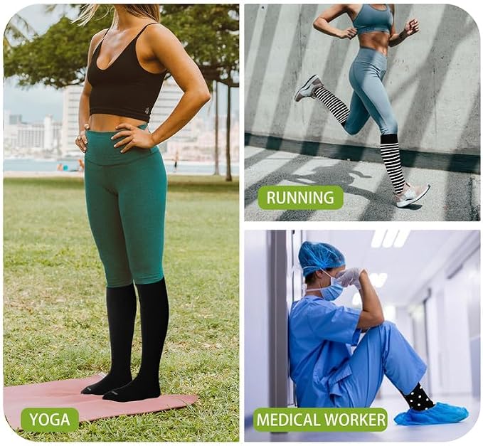 LEVSOX Viscose Made from Bamboo Compression Socks for Pregnant Women 20-30 mmHg Knee High Cute Mens Supports Socks for Travel - Image 7