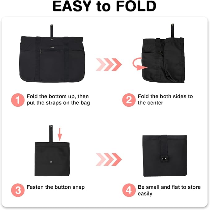 Voova Large Canvas Tote Bag for Women with Shoulder Strap, Black | 13-inch laptop compartment and multiple pockets in a roomy crossbody tote for work, travel, school or shopping - Image 4