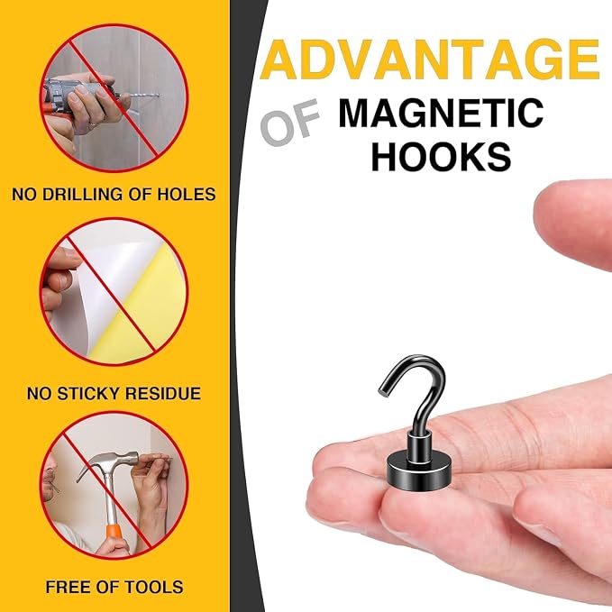 DIYMAG Magnetic Hooks, 30Lbs Black Strong Heavy Duty Cruise Magnet Garage S-Hooks for Classroom, Fridge, Hanging, Cabins, Grill, Kitchen, Garage, Workplace and Office Etc, 120 Pack - Image 3
