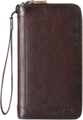 Card Bag Cowhide Wallet Men Coin Purse RFID Blocking Card Case Portable Card Holder Coin Bag Pouch with 12/20/30/45 Card Slots Coffee D by PORRASSO