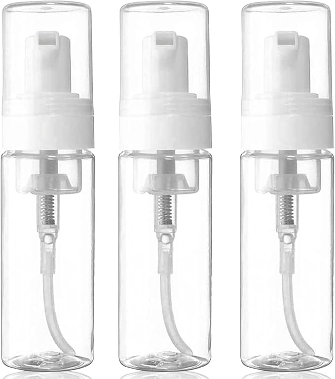 3-Pack Travel-Sized Foaming Pump Bottles - Empty Foaming Liquid Soap Dispensers - for Refillable Travel Hand Soap Shampoo Foaming Castile Cosmetics - BPA Free (100ml/3.3oz) (Clear) by VIGORPATH