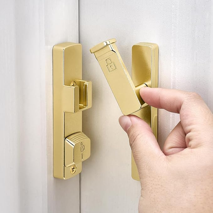 2 Packs Gold 90 Degree Barn Door Lock,Flip Gate Latches Hardware | Zinc Alloy Door Lock,Right Angle Door Lock Latch,Sliding Door Latches,for bedroom,drawer,pet enclosures,cabinet,garage,window - Image 4