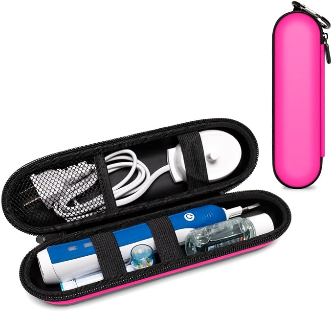 Nincha EVA Electric Toothbrush Case - Durable Hard Shell Travel Case with Mesh Pocket - Fits Most Powered Toothbrush Products (Pink) by Nincha