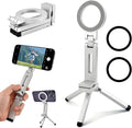 Magnetic Tripod for Phone,360° Rotating Phone Tripod Stand,Adjustable,Clipable,Foldable and Triangular Fixing Airplane Travel Essentials Phones Holder for Phones(Silver,Size:19 * 16cm) by Unknown