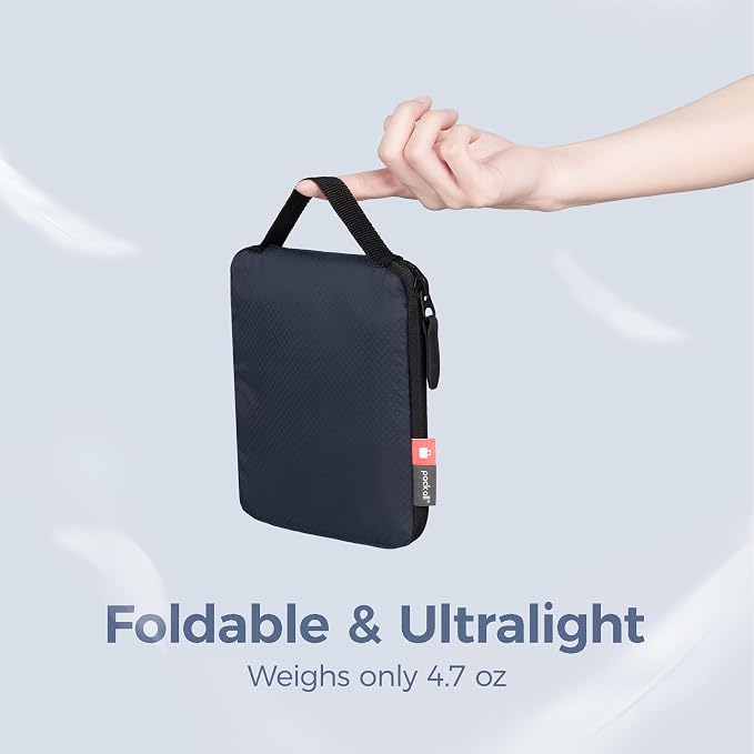 pack all 16L Foldable Shoulder Tote Bag, Lightweight Grocery Shopping Bag | Ultralight, Packable, Water Resistant, Tear Resistant Nylon, Zipper Closure, Compact for Travel, Work and Camping, Navy - Image 7