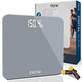 iHome Digital Scale, Bathroom Scale, Batteries Included, Scale Body Weight, Weight Scale, Digital Scale, Bathroom Scales for Weight, Digital Scales for Body Weight (Grey) by iHome