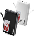 Miady UL Listed 2-Pack Small Portable Charger 5000mAh Power Bank for Travel | 18.5Wh丨Built-in 2 Cables丨3 Outputs 2 Inputs丨Compatible with iPhone Android etc丨Flight-Safe丨for Backpack Campingl丨Black+White by Miady