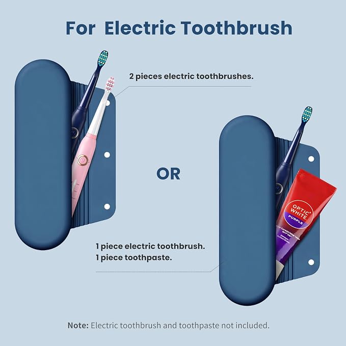 Silicone Electric Toothbrush Travel Case, Manual Toothbrush Travel Cover for Men and Women,Toothbrush Holder for Travel,Gym and More, Fits Most Manual and Electric Toothbrushes - Blue - Image 2