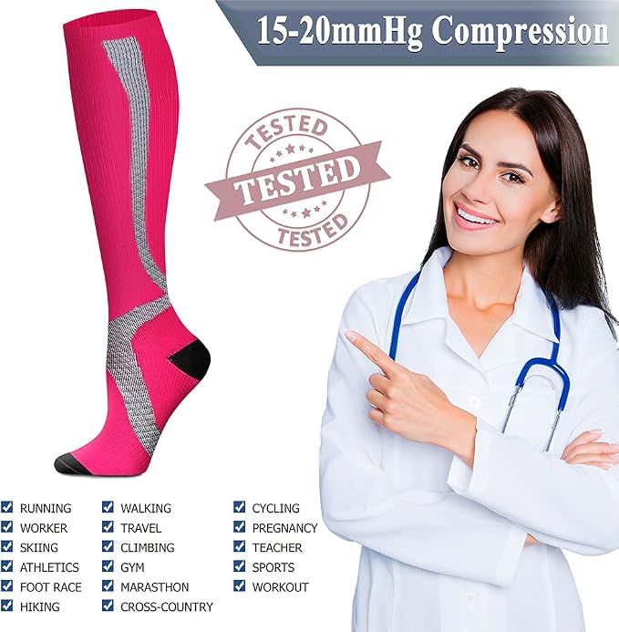 QUXIANG Copper Compression Socks for Women & Men Circulation (8 Pairs) - Best for Running Athletic Cycling - 15-20 mmHg - Image 6