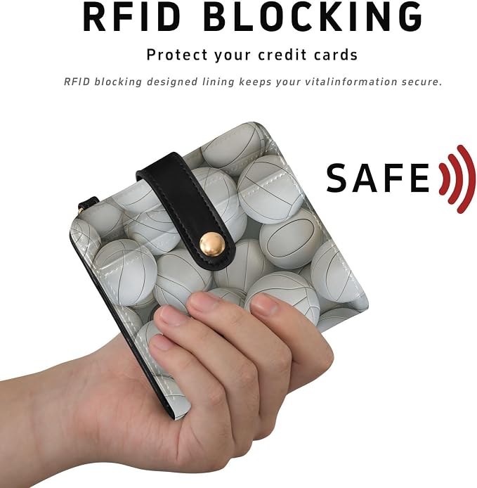3d White Volleyball Women's Wallets RFID Blocking,Credit Card Holder Bifold Wallet,Slim Card Cases,PU Leather Travel Wallet for men Girls - Image 4