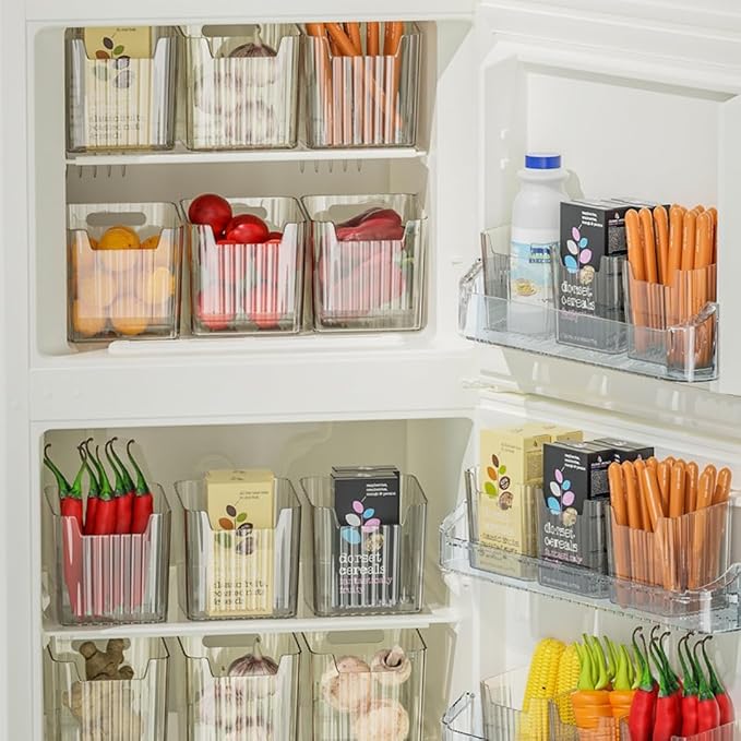 2 Pack Storage Organizer Bins, Wall Mount Organizer Clear Plastic Cabinet Containers Makeup Organizer for Fridge Wall Kitchen Bathroom Countertops Pantry - Image 4
