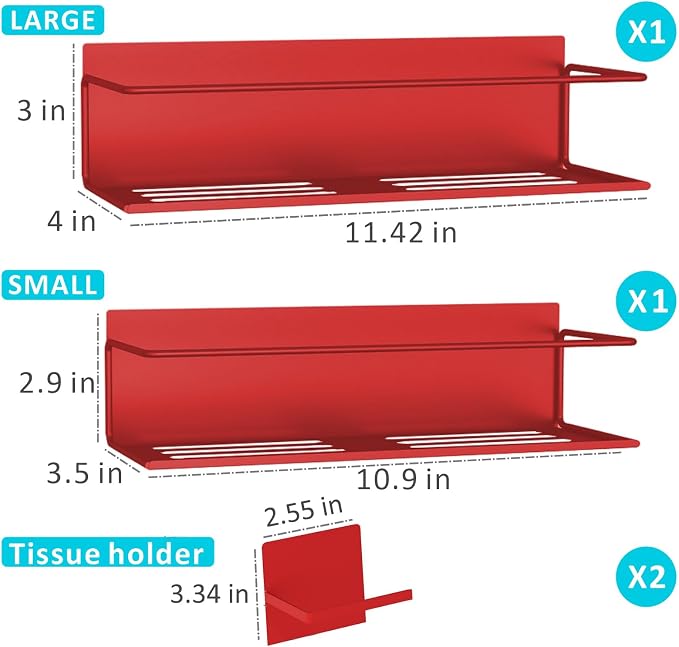 Magnetic Spice Rack For Refrigerator, Space Saving Magnetic Shelf For Fridge Red 2 Pack With Magnetic Paper Towel Holder - Image 2