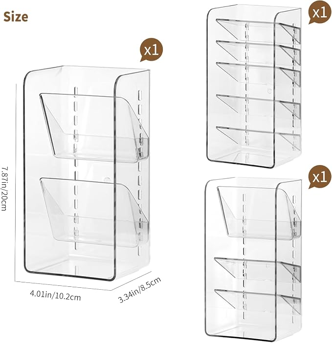PAVSTINE 3-Pack Medicine Cabinet Organizer, Clear Open Storage Compartment with Adjustable Dividers, for Lip Oil/Lip Pencil/Eye Shadow Palette/Foundation Storage - Image 2