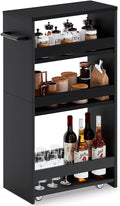 MARTY Slim Rolling Storage Cart, Wood Utility Kitchen Bathroom Laundry Cart | 4 Tier Kitchen Cart with Wheels Handle, Laundry Room Organization Between Washer and Dryer, Narrow Storage Cabinet, 8” Wide by MARTY