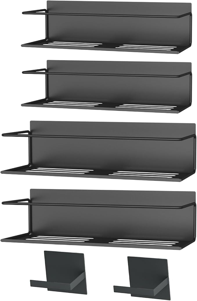 Magnetic Spice Rack For Refrigerator, Space Saving Magnetic Shelf For Fridge Matt Black 4 Pack With Magnetic Paper Towel Holder - Image 7