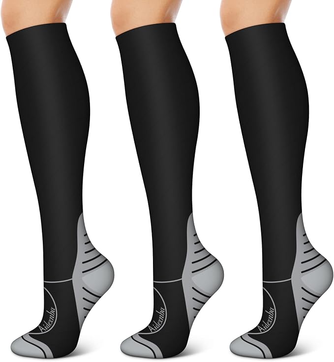 3 Pack Compression Socks - Compression Socks Women and Men, 15-20mmHg, Best for Nurses, Travel, Pregnancy by Unknown