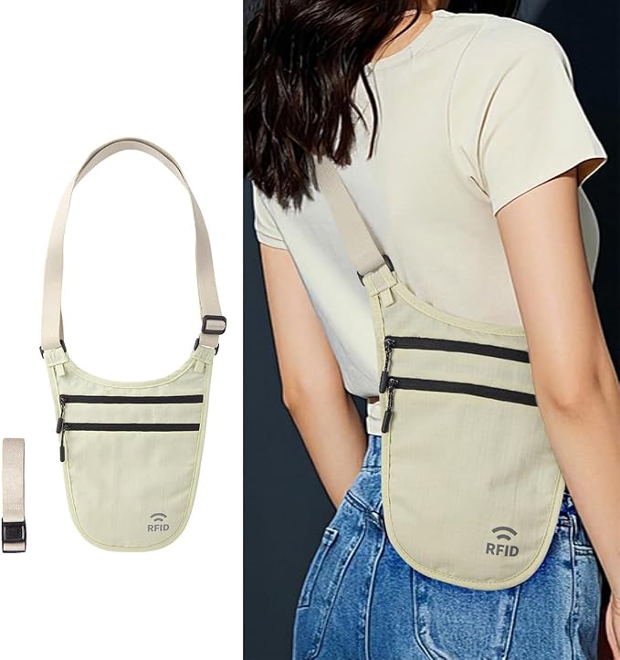 Money Belt for Travel, RFID Blocking Hidden Neck Wallet & Passport Holder | Unisex dual-strap + RFID, slim breathable, 3-compartment holds 4 passports+2 phones, durable YKK, water-resistant. - Image 9