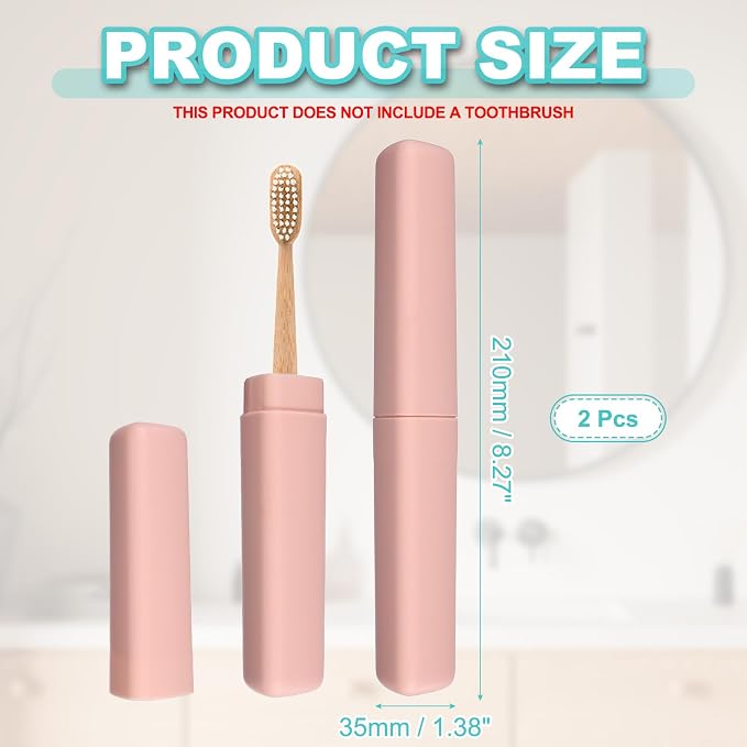 uxcell 2Pcs Travel Toothbrush Case, 8.27 x 1.38 Portable Travel Toothbrush Holder, Plastic Toothpaste Container for Bathroom, Gym, Business Trip, Camping, Pink - Image 2