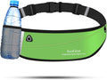 SooGree Slim Running Belt Fanny Packs for Women Men,Water Bottle Holder Hydration Fanny Pouch,Waterproof Sport Waist Pack with Reflective Strip,Runner Belt Bag for Running Cycling Camping Gym (Green) by SooGree