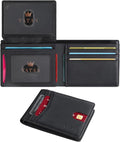 VATAN Wallet for Men Slim RFID Blocking Leather Credit Card Holder Wallet for 15 Cards, Bifold Minimalist Thin Wallet with 2 ID Windows & Cash Slot, With Gift Box (Crazy Horse Black) by VATAN