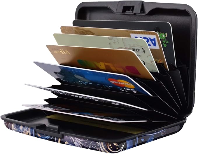 Coco Rossi Credit Card Holder RFID Aluminum Small Mini Wallet Women | Metal Wallet, Business Cards Holder, ID Case, Slim Sleeves, Womens Girls Gift, Carry Proof Wallets for Travel, Cool Cat - Image 3