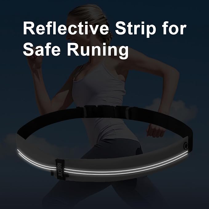 Slim Running Belt for Women and Men, Waterproof Phone Holder for Running, Reflective 2-Pocket Waist Pack for Storing Runner's Essentials Safely, Runner's Fanny Pack, Money Belt Fits Most Phones, Grey - Image 6