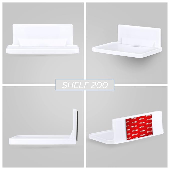 BRAINWAVZ 6.7" Adhesive Floating Wall Shelf for Small Speakers, Deco, Plants, Baby Monitors, Toys, Bathroom, Kitchen & More, Easy to Install, No Screws & Mess, 6.7” x 4.1 (SHELF200-White) - Image 6