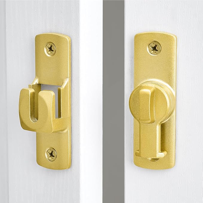 Gold 90/180 Degree Flip Lock,Aluminum Alloy Barn Door Latch | Right Angle Door Lock Latch,Sliding Door Latches,Flip Gate Latches,for bedroom,garage,drawer,cabinet,window,pet enclosures - Image 4