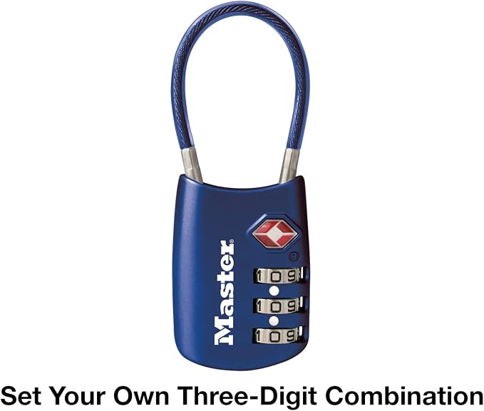 Master Lock Blue Set Your Own Combination TSA Approved Luggage Lock, Travel Zipper Padlock is Perfect for Suitcases, Bags, or Backpacks, 4688BLUEC - Image 6