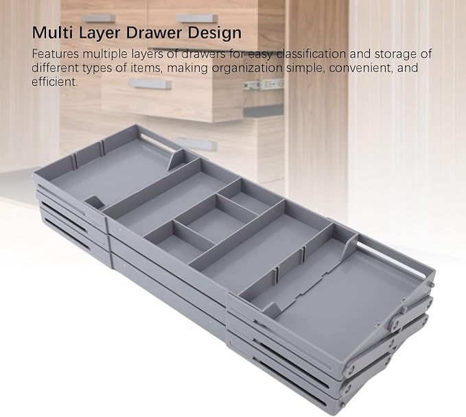 Drawer Organizer, Expandable Foldable Versatile Bathroom and Vanity Desk Drawer Organizer Trays, Plastic Storage for Makeup, Bedroom, Jewelry, Kitchen Utensils and Office (3 - Image 5
