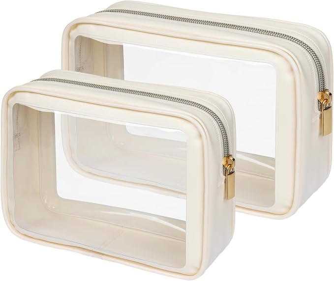 Clear Makeup Bag Foldable - TSA Approved Toiletry Bag for Travel | Metal Zipper, Reinforced Seam, Water Resistant, Medium for Carry-on, Large for Checked Luggage, for Car Storage Organizer by Packism