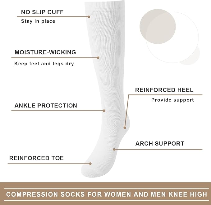 Junely Compression Socks for Women Knee High Stockings | Running Athletic Nurses Pregnant Women Work Support Travel Flight Sports Cosplay Costume Accessories Gifts - Image 5