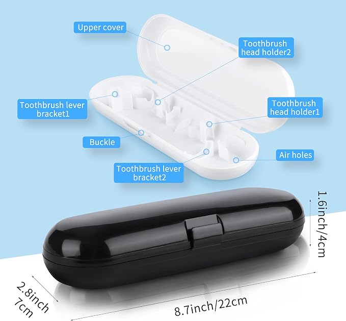 Fowecelt 2 Pack Electric Toothbrush Travel Case for Oral-B Pro and Other Electric Toothbrush, Portable Travel Toothbrush Holder (Black & White) - Image 2