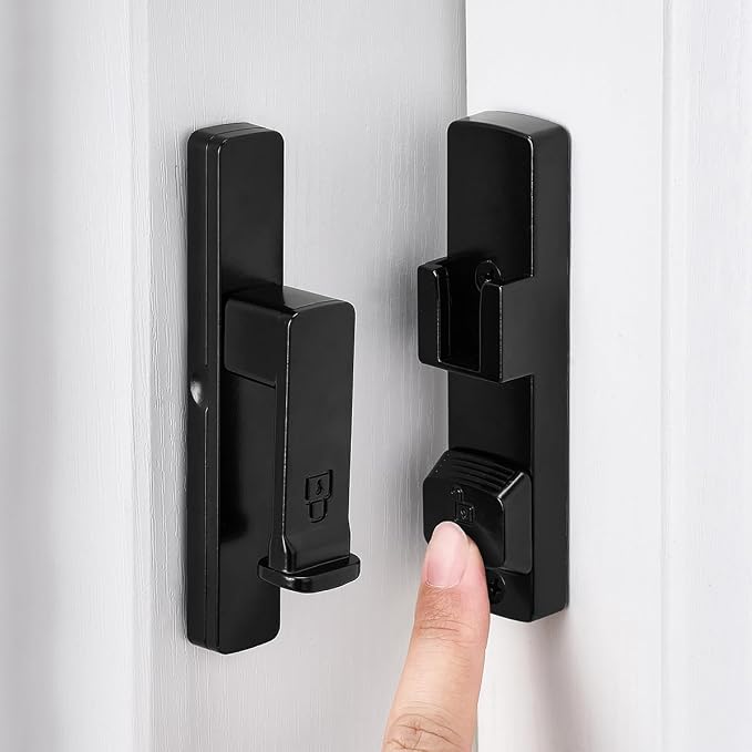 2 Packs Black 90 Degree Barn Door Lock,Flip Gate Latches Hardware | Zinc Alloy Door Lock,Right Angle Door Lock Latch,Sliding Door Latches,for bedroom,drawer,pet enclosures,cabinet,garage,window - Image 8