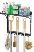Broom Holder Wall Mount with Cleaning Supplies Organizer | Laundry Room Shelves, Mop Hanger Rack Gripper Hooks, Vacuum Organizer, Wall Hanging for Home Garage Kitchen by SKNOOYLIGHT