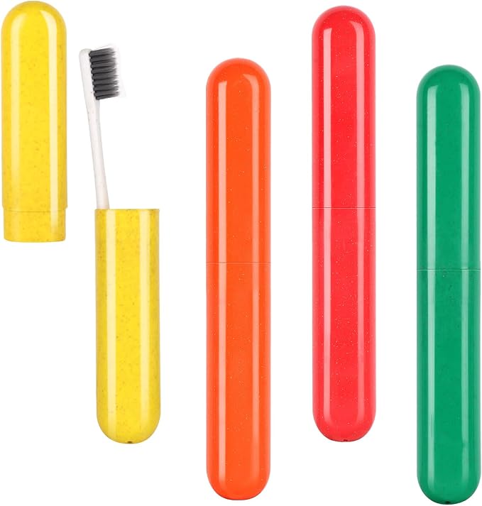 Hooqict 4 Pack Travel Toothbrush Case Portable Travel Toothbrush Holder Plastic Toothbrush Container Protector Cover for Traveling, Camping, Home, School, Business by Hooqict